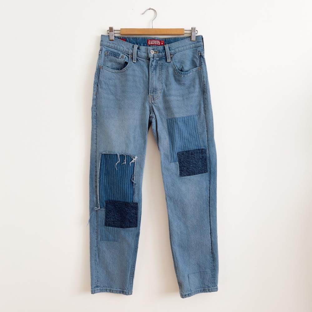 Lucky Brand Patchwork Jeans Size 27 Boy Mid Rise Relaxed Straight Boyfriend